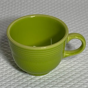Vintage lime green Fiesta Ware mug, Made in USA.