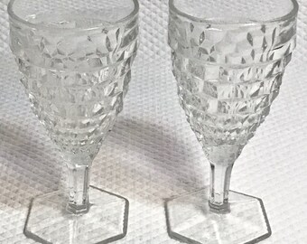 Vintage Mid Century Modern Ice Cube Glass Goblets - Set of 2