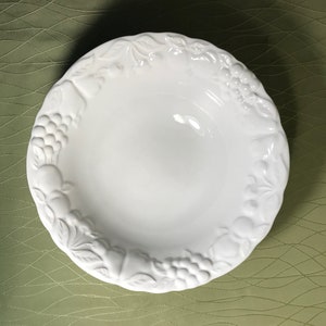 Made in Portugal 12&quot; diameter by 4&quot; deep porcelain bowl with embossed fruit design