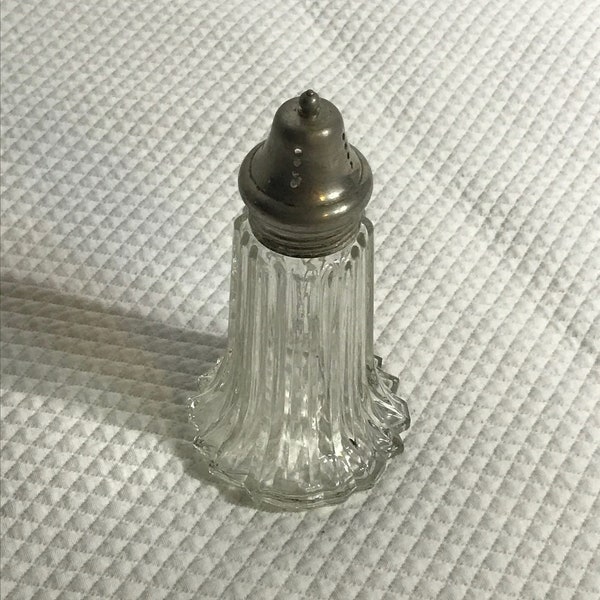 Vintage silver and glass sugar shaker