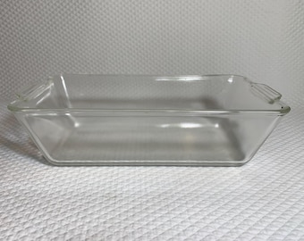 Vintage Pyrex 214 Large Loaf Pan in Clear Pyrex Glass - Trade Mark Pyrex, Made in USA.