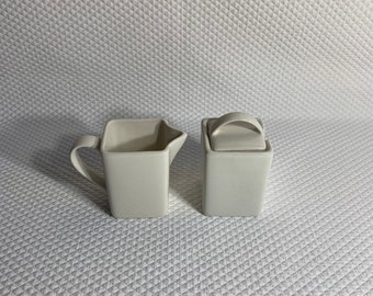 Strawberry Street cream and sugar set white ceramic restaurant ware.