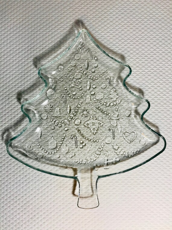 Vintage Indiana Glass Christmas Tree Cookie Platter Etsy