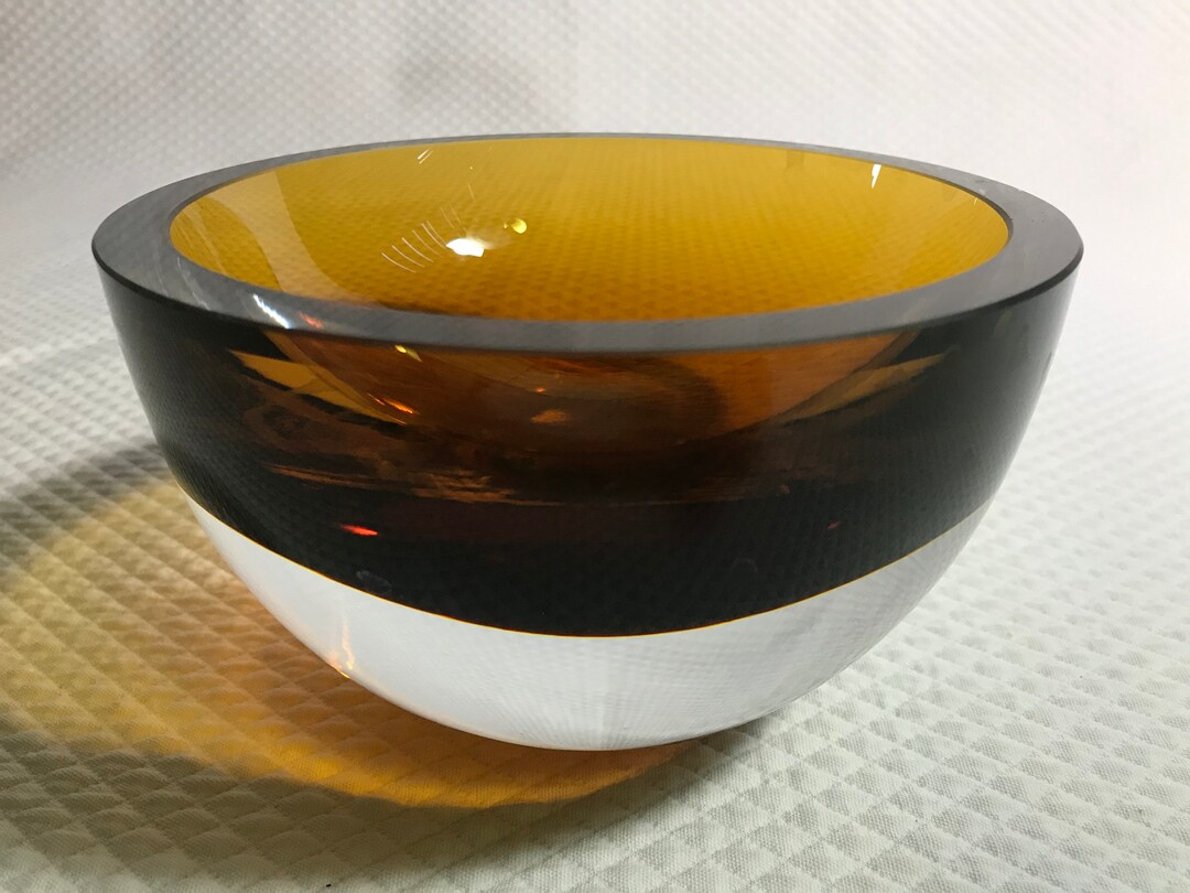 Badash Crystal Bowl in Amber Inscribed Etsy