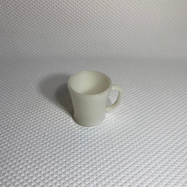 Vintage Fire King Oven Ware mug or cup in white milk glass.