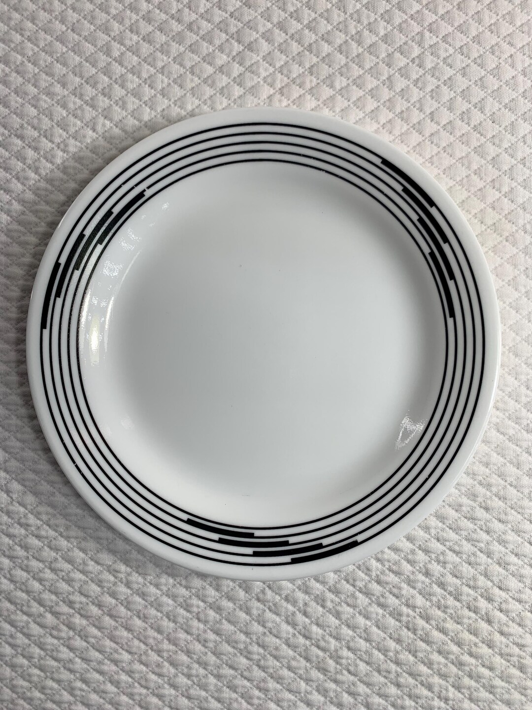 Vintage Corning Corelle Optic 6 3/4 Inch Bread Plate Black and White ...