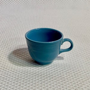 Vintage blue Fiesta Ware mug, Made in USA.