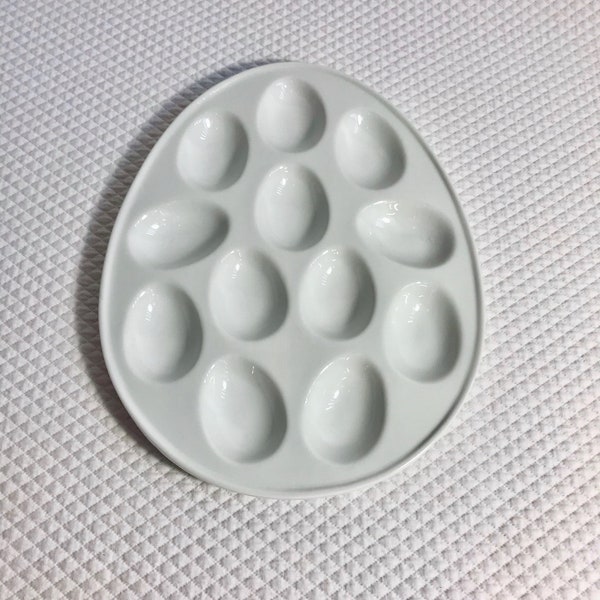 Vintage BIA Cordon Bleu White Porcelain deviled egg plate