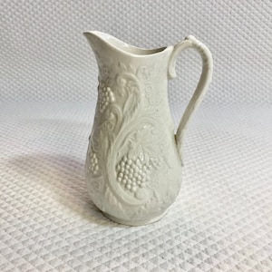 Vintage Parian Portmeirion creamer or small pitcher with embossed grape design, Made in England.