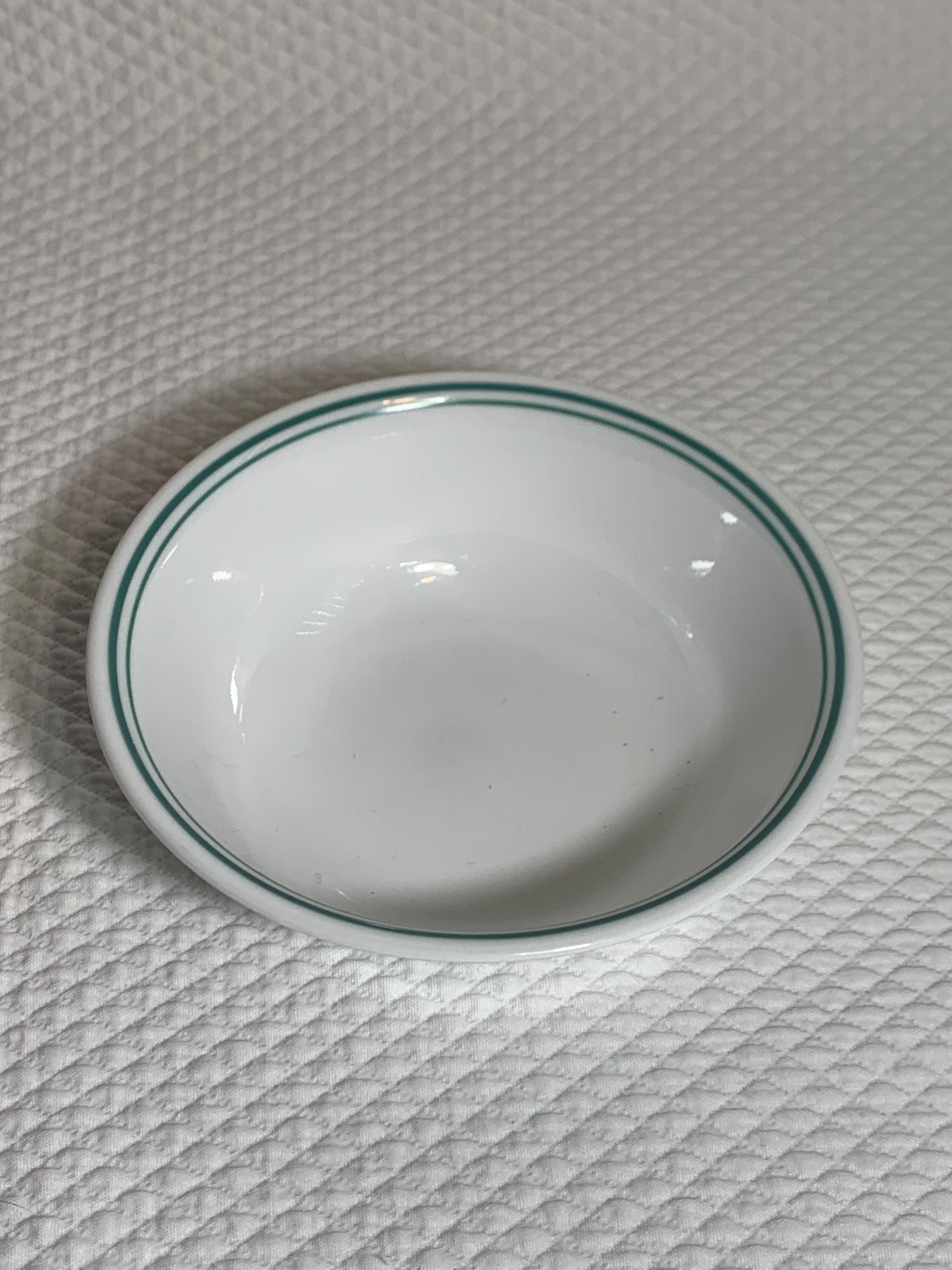 Vintage Corelle Double Green Striped Rimmed Bowls for Soup and