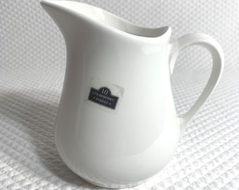 Vintage Strawberry Street White Creamer: 12oz Porcelain Syrup Pitcher