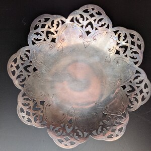 Vintage Pierced Silver-plate Bottle Coaster/Bon Bon Dish