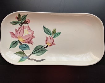 Vintage Red Wing Pottery Celery Dish--Blossom Time