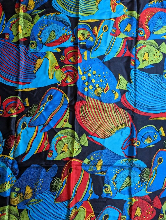 Vintage Echo Silk Scarf--Tropical Fish--Original D