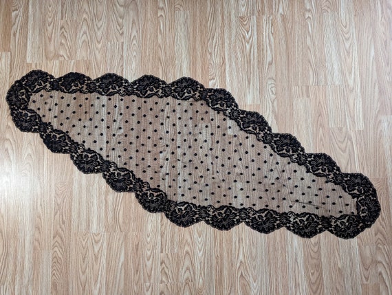 Vintage Black Chapel Veil/Mantilla--Dotted--Oblong - image 1