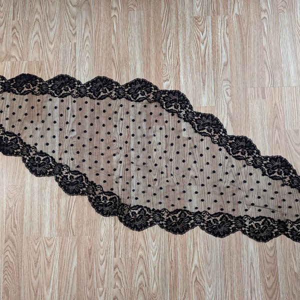 Vintage Black Chapel Veil/Mantilla--Dotted--Oblong