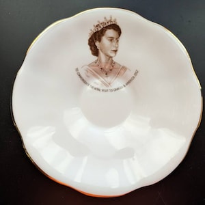 Queen Elizabeth II Commemorative Saucer--1957 Trip to Canada & America