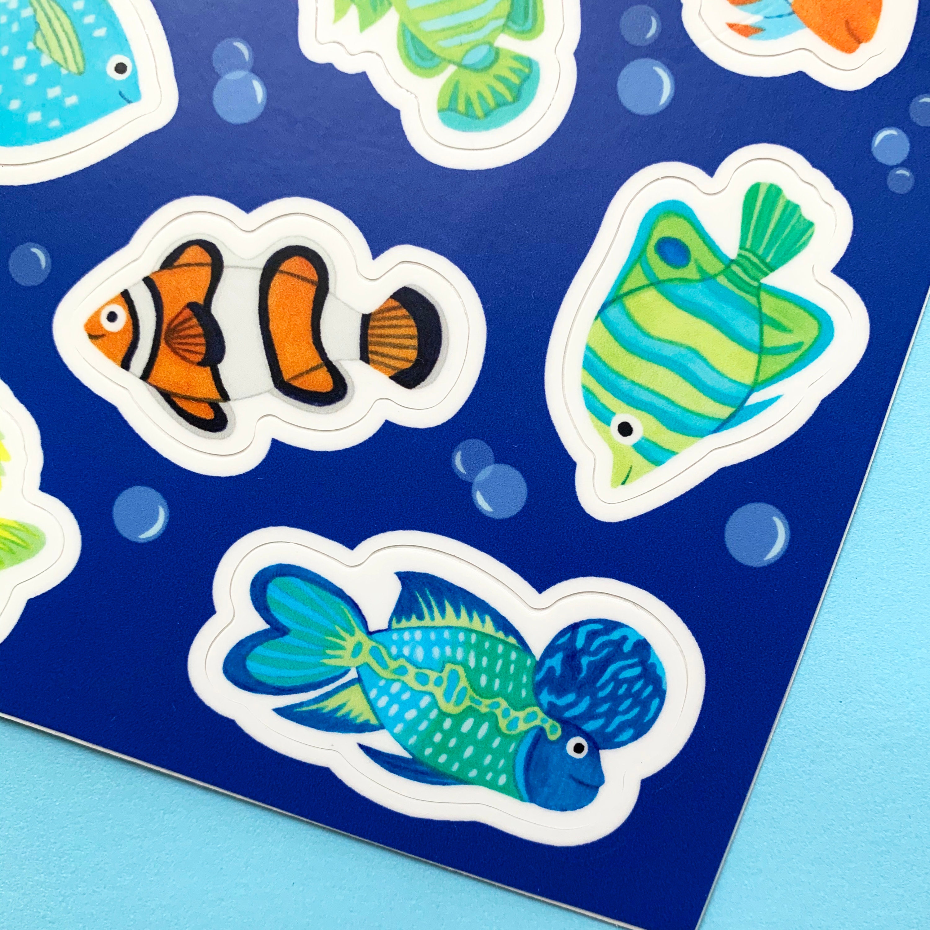Fish Sticker Sheet Cute Fish Stickers Tropical Fish Vinyl Etsy
