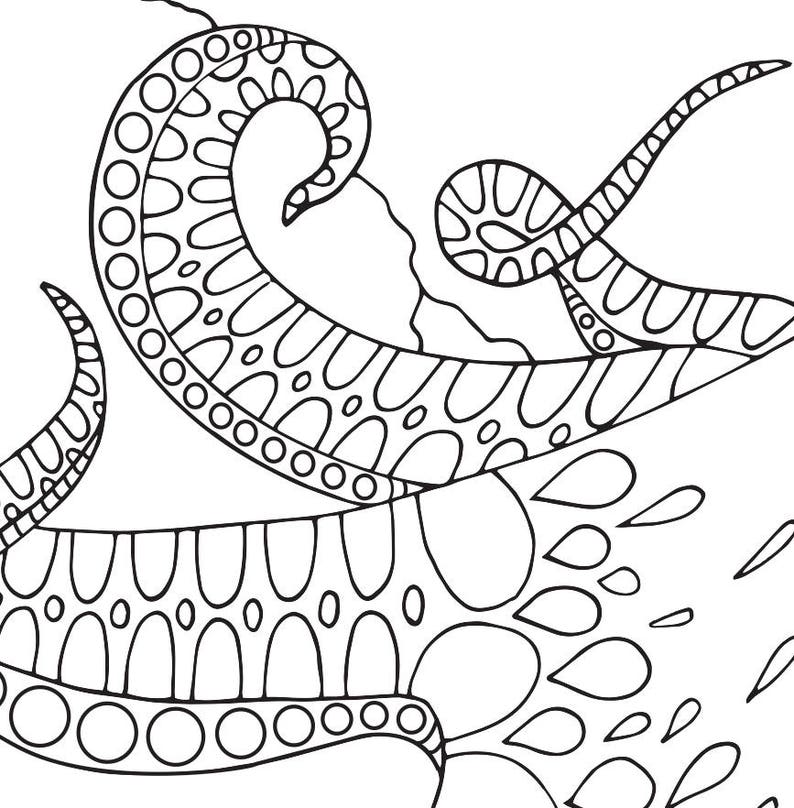 Download Octopus PDF Zentangle Coloring Page Therapy Coloring | Etsy