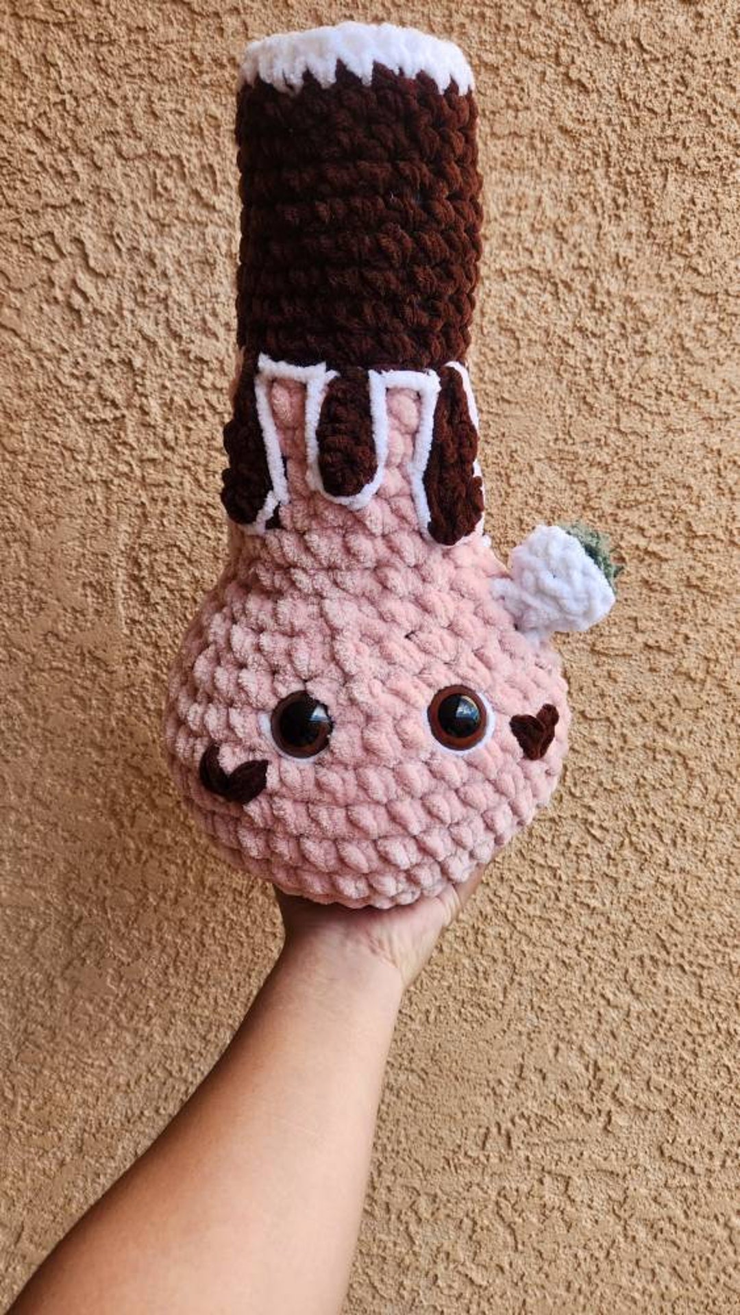Chocolate Covered Strawberry Bong Plush Crochet Bong Valentine Plush