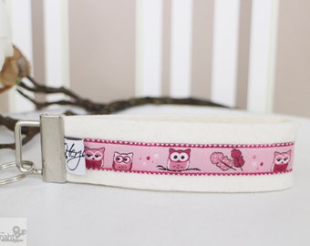 Sleutelhanger lanyard voelde Peter Uhu roze rood wit