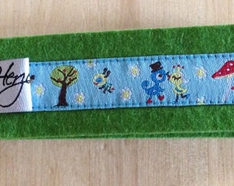 Sleutelhanger lanyard voelde Schnuckipü vogel bruiloft vogels groen gekleurd