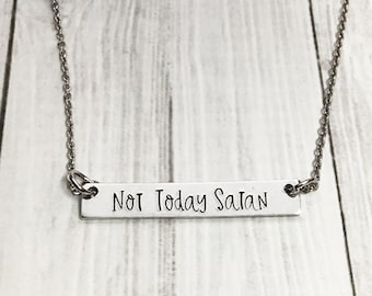Not Today Satan Necklace, Metal Stamped Necklace, Funny Necklace, Adult Humor Necklace, Not Today, Adult Jewelry, Humorous Necklace