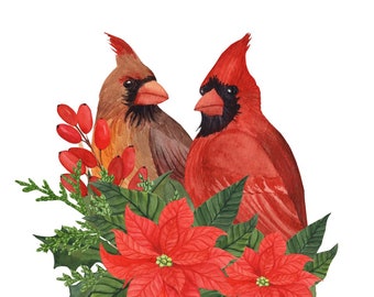 Cardinal Couple at Christmas Digital Print