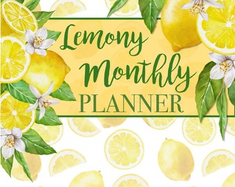 Lemony Undated Monthly Planner 8.5x11 with Monthly Journal pages, Minimalist Planner