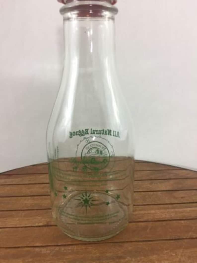 Homestead Creamery Clear Glass Bottle Egg Nog 32 Oz W/lid Burnt Chimney