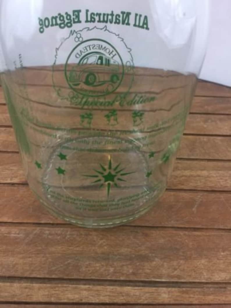 Homestead Creamery Clear Glass Bottle Egg Nog 32 Oz W/lid Burnt Chimney