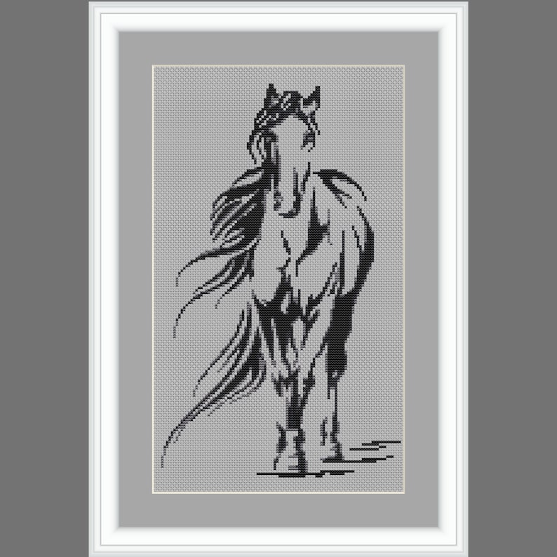 Cross Stitch Pattern Horse Silhouette for home decor as a Etsy