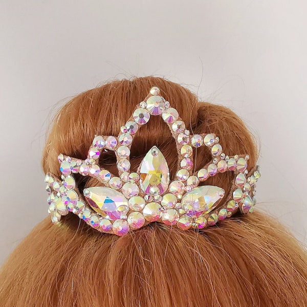 Chignon de couronne de cheveux de gymnastique rythmique, couronne de cheveux de danse, cheveux de patinage, couronne de patinage, chignon de cheveux de danse, bijoux de cheveux de salle de bal, cheveux de danse