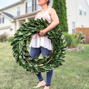 Magnolia Leaf Wreath, Magnolia Wreath, Magnolia Front Door Wreath, Simple Classic Farmhouse Wreath, Year Round Wreath, All Season Wreath