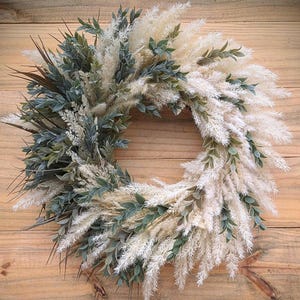 Pampas and Greenery Transitional Wreath, Boho Wall Decor, Neutral Wreath, Fall Wreath, Summer Grass Wreath, New Home Gift, Everyday Wreath