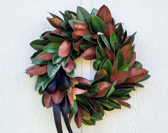 Classic Real Touch Magnolia Wreath, Magnolia Wreath, Farmhouse Wreath, Year Round Greenery Wreath, All Season Wreath, Everyday Wreath