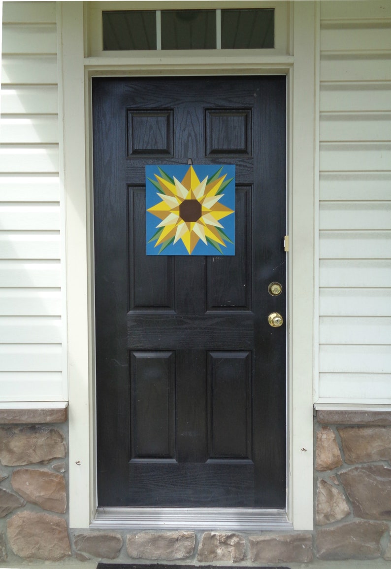 SUNFLOWER BARN QUILT Sunflower Painting Geometric Sunflower Etsy