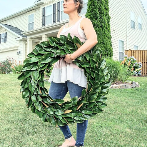 Magnolia Christmas Wreath Magnolia Leaves Cedar and Red Etsy