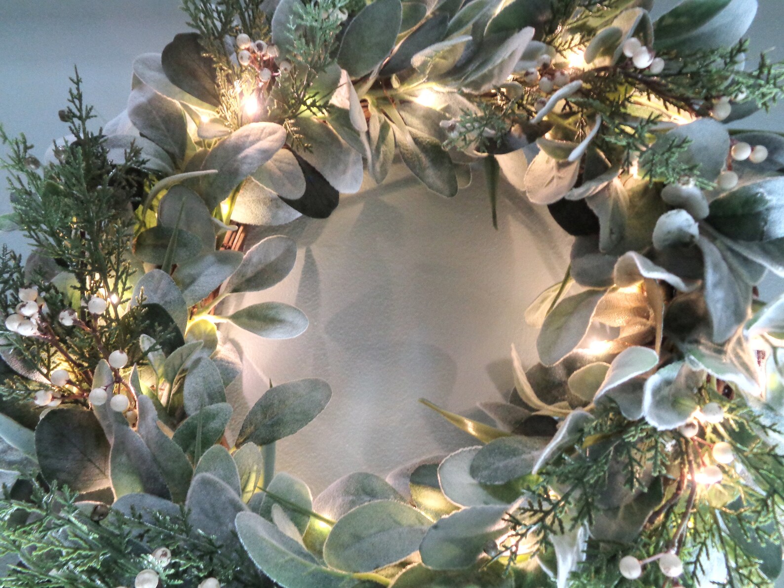 Winter Lambs Ear and Pine Wreath Pine and Berry Wreath Etsy