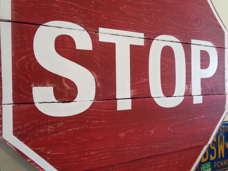 Wood Stop Sign Wall Art Transportation Room Decor Vehicle Etsy