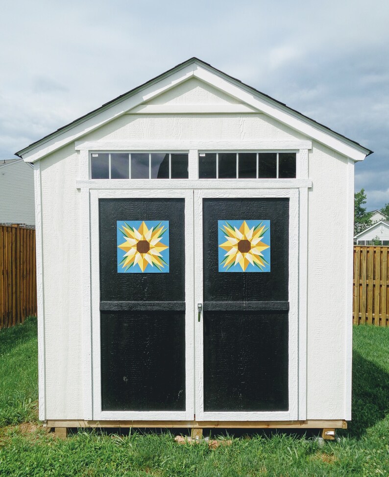 SUNFLOWER BARN QUILT Sunflower Painting Geometric Sunflower Etsy