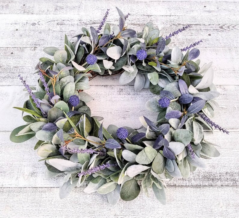 Lambs Ear With Billy Button and Russian Sage Wreath Summer Etsy