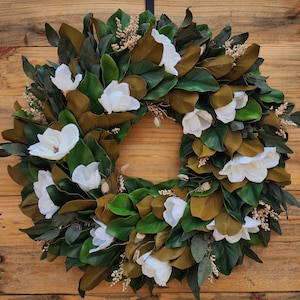 White Magnolia Flower Wreath, Magnolia Wreath, Year Round Door Wreath, All Season Wreath, Everyday Magnolia Wreath, Farmhouse Style Decor
