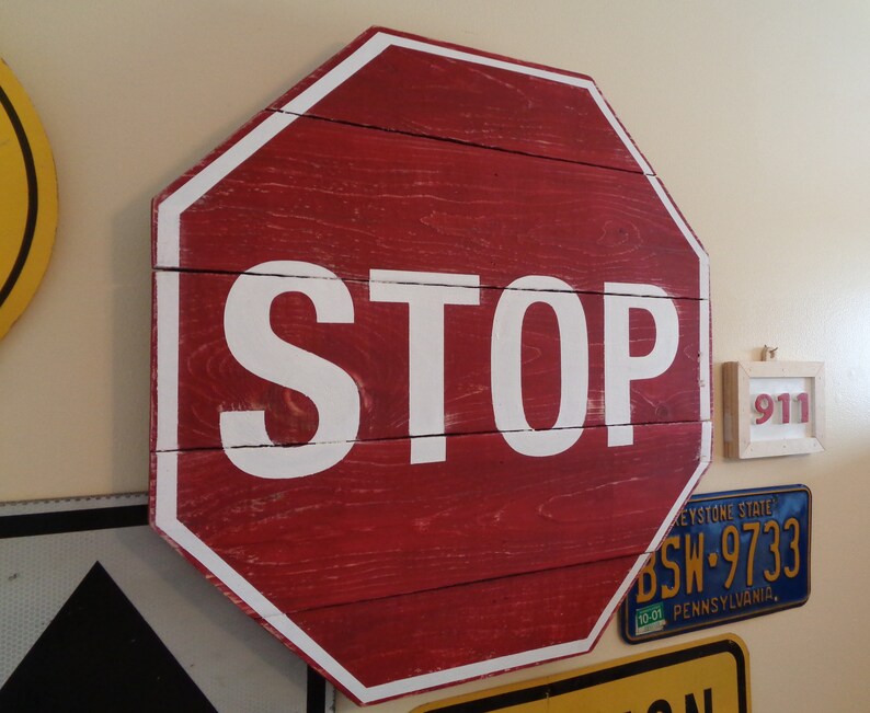 Wood Stop Sign Wall Art Transportation Room Decor Vehicle | Etsy