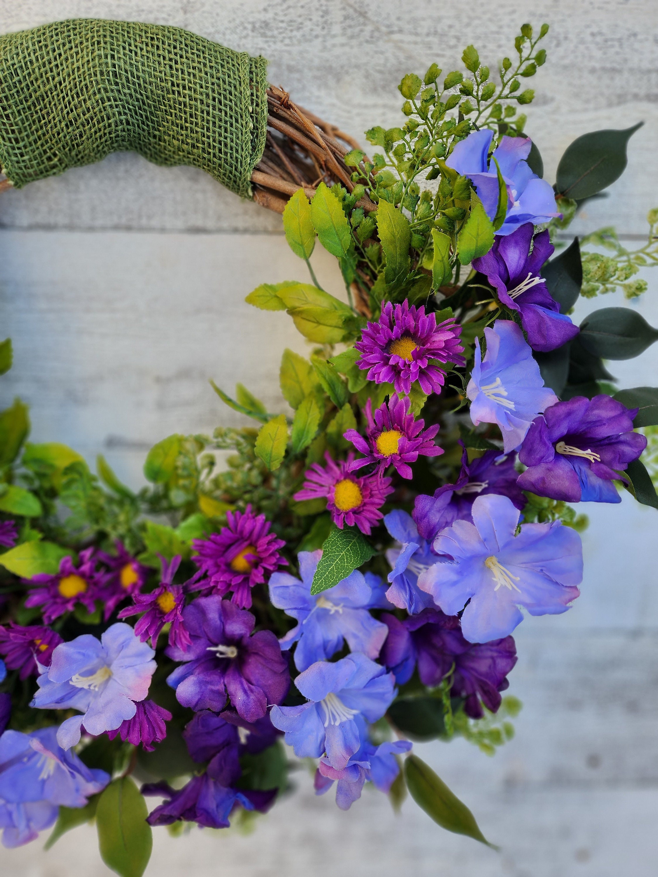 September Birthday Wreath, Morning Glory Wreath, Purple September Birthday Wreath, Morning Glory Wreath, Purple