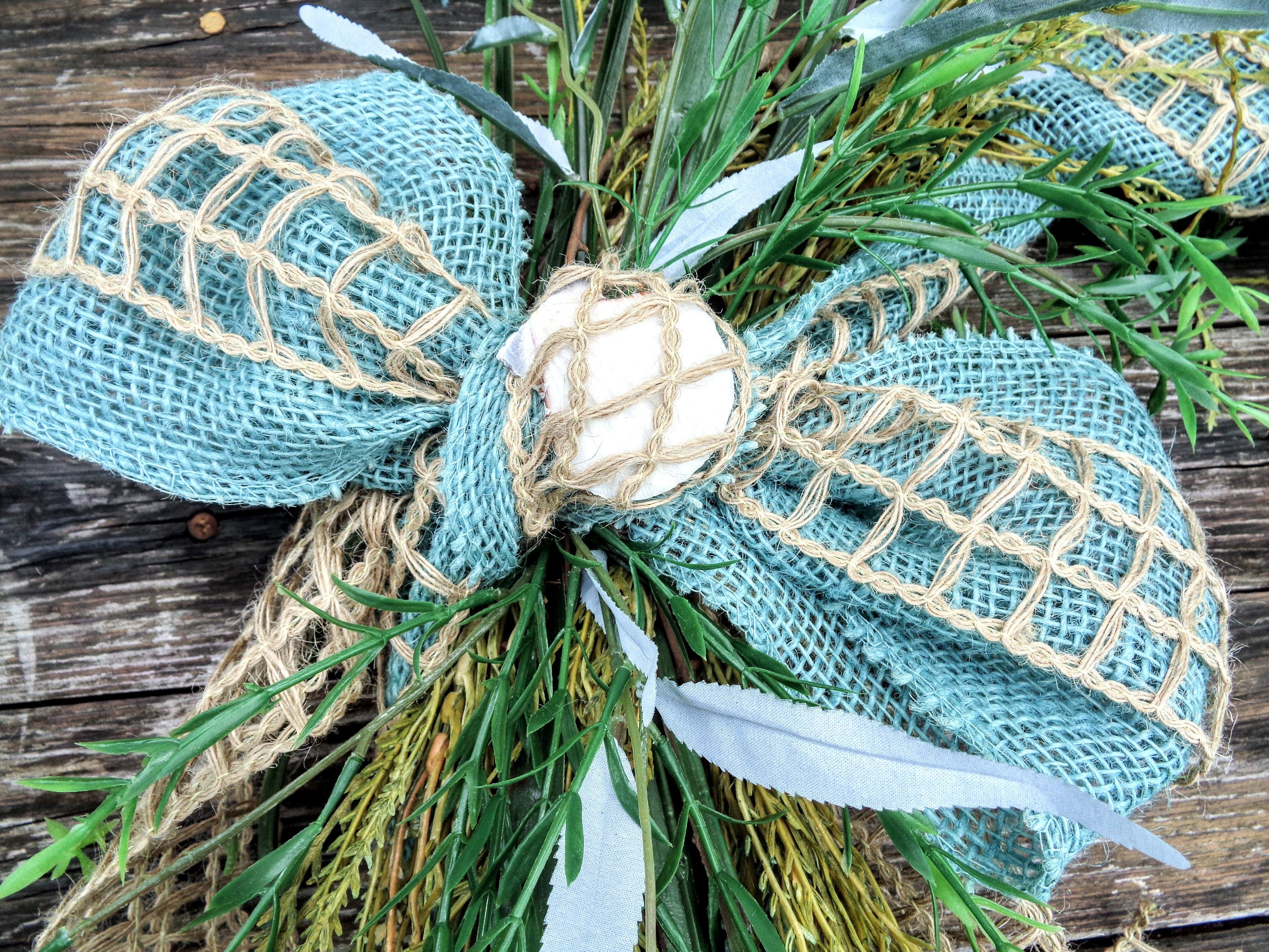 BEACH GRASS Wreath Beach Wreath Sea Grass Wreath Turquoise Etsy