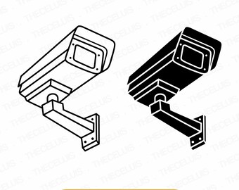 File SVG, DXF e PNG per telecamera di sicurezza, compatibili con Cricut e Silhouette - Taglio e incisione: clipart di sorveglianza