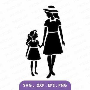 MADRE E FIGLIA File Svg, Eps, Dxf, Png - Vinile / Adesivo Taglio, Incisione, Genitorialità Clipart, Cricut, Silhouette, Download istantaneo