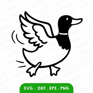 MALLARD DUCK Svg, Dxf, Eps, Png File - Vinyl / Sticker Cutting, Engraving, Printing, Wild Duck Clipart, Cricut, Silhouette, Instant Download