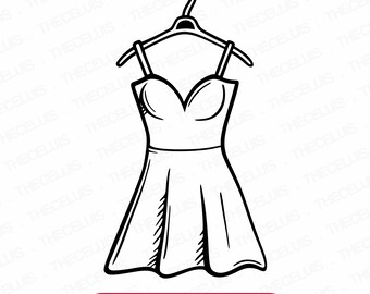 Jurk op hanger SVG PNG-bestanden: Sundress clipart voor Cricut, silhouet (digitale download)
